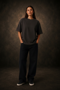 Drift Box Fit Tee — Washed Charcoal Women