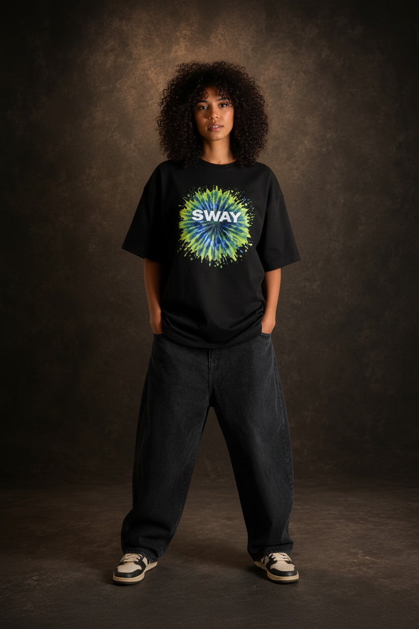 Greenish Splash Oversized Tee Women