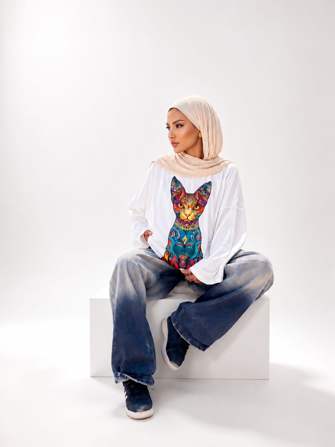 Mystic Mau Long Sleeve Oversized Tee