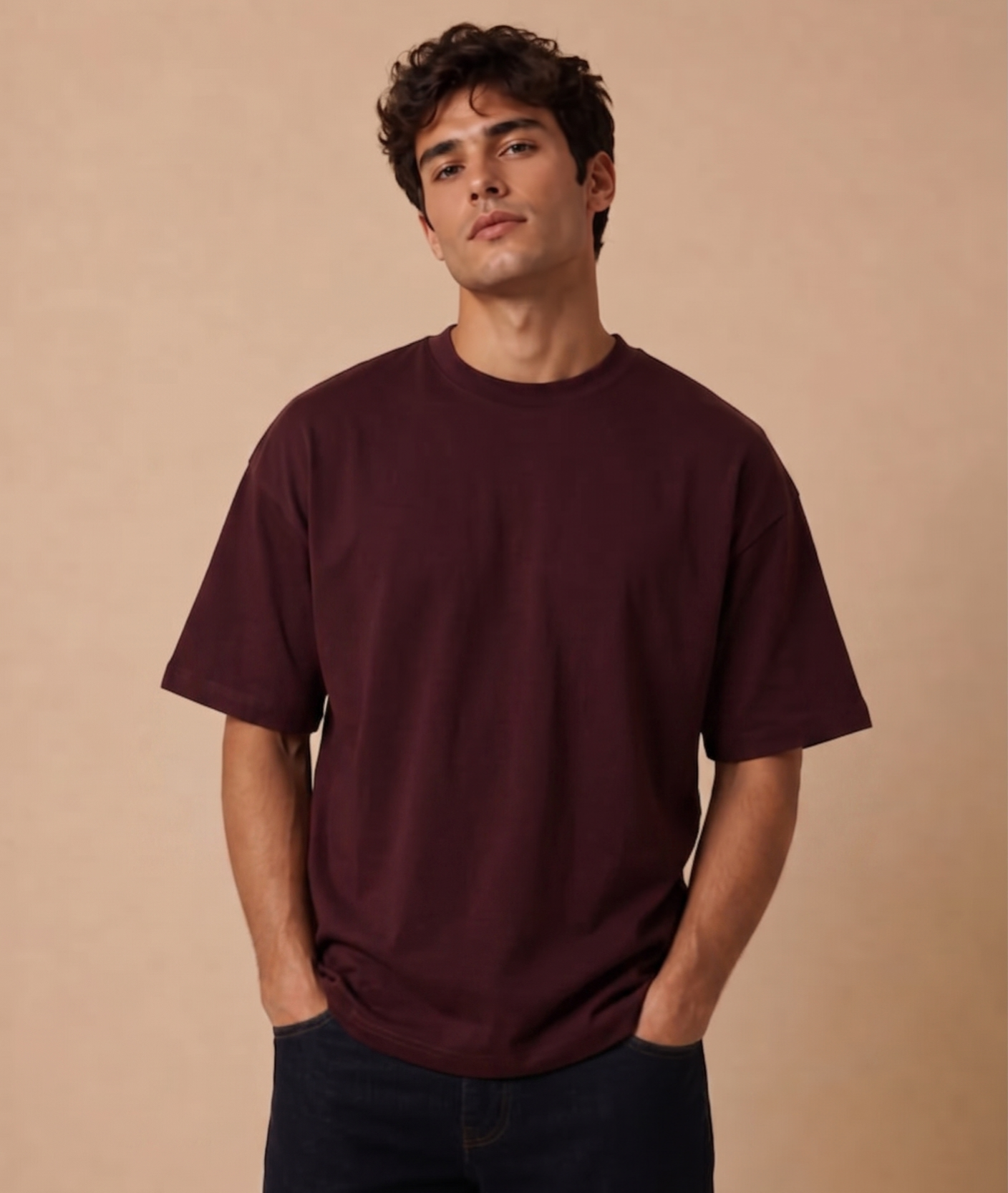 Drift Box Fit Tee — Burgundy