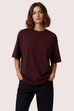Drift Box Fit Tee — Burgundy Women