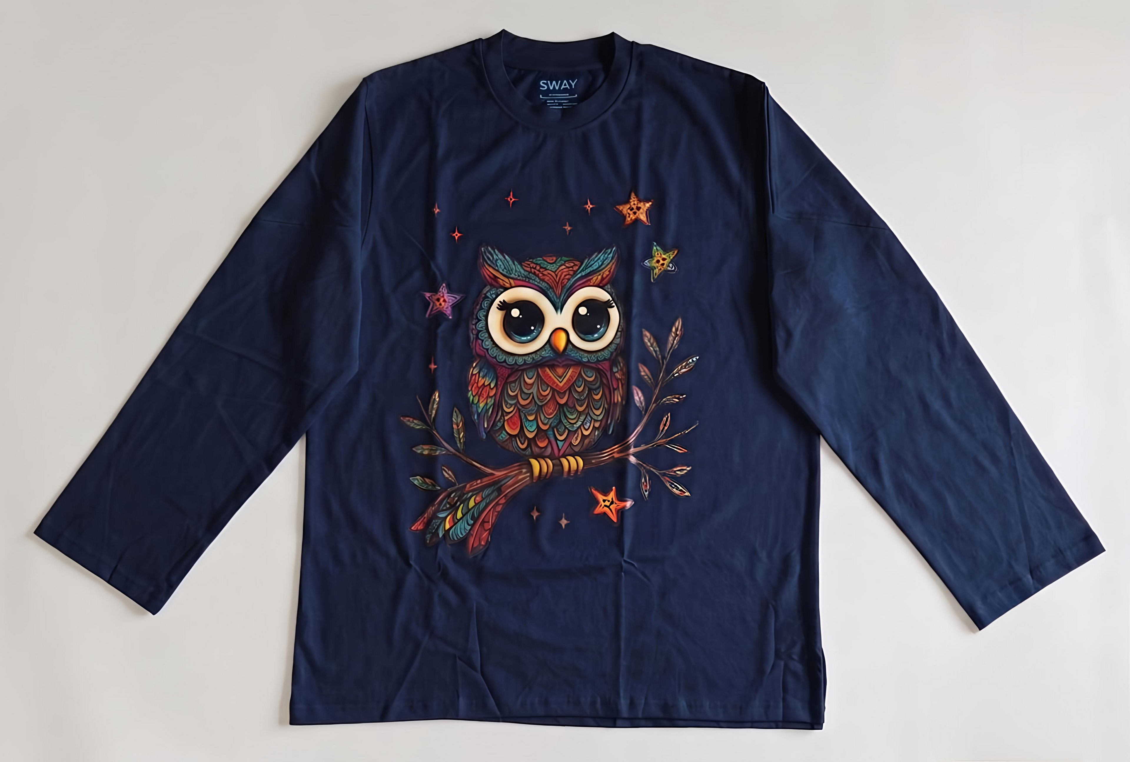 Mandala Owl Long Sleeve Oversize Tee
