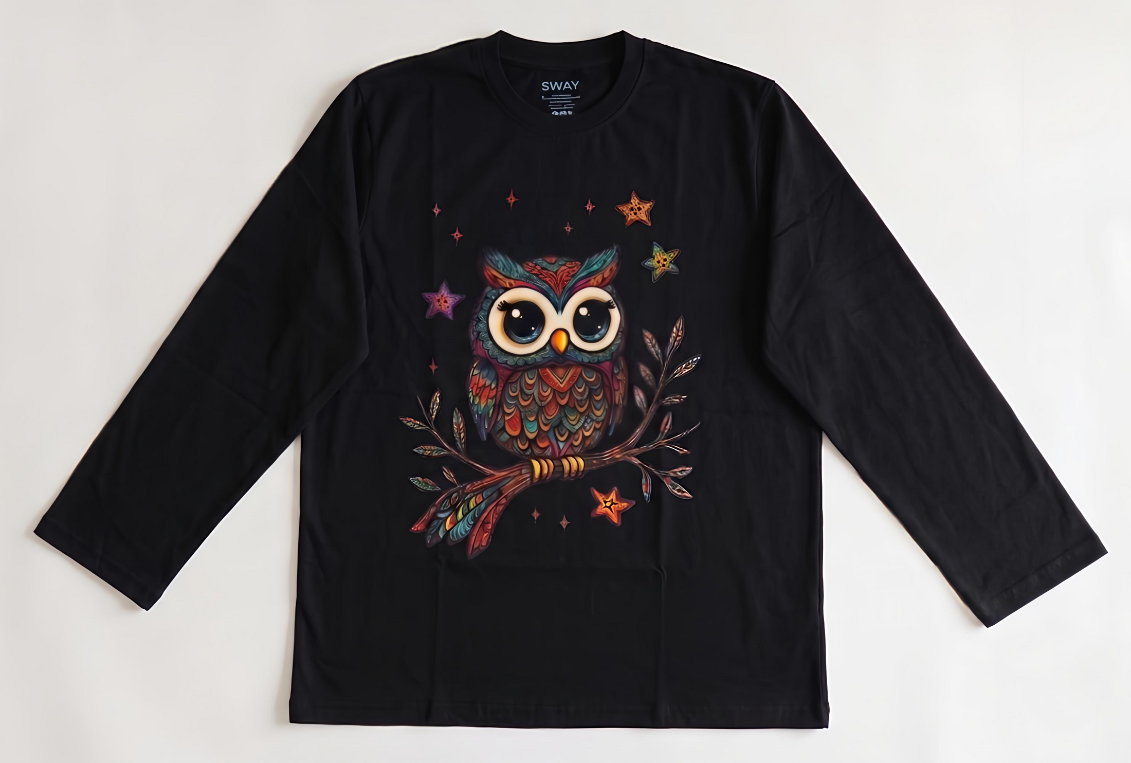 Mandala Owl Long Sleeve Oversize Tee