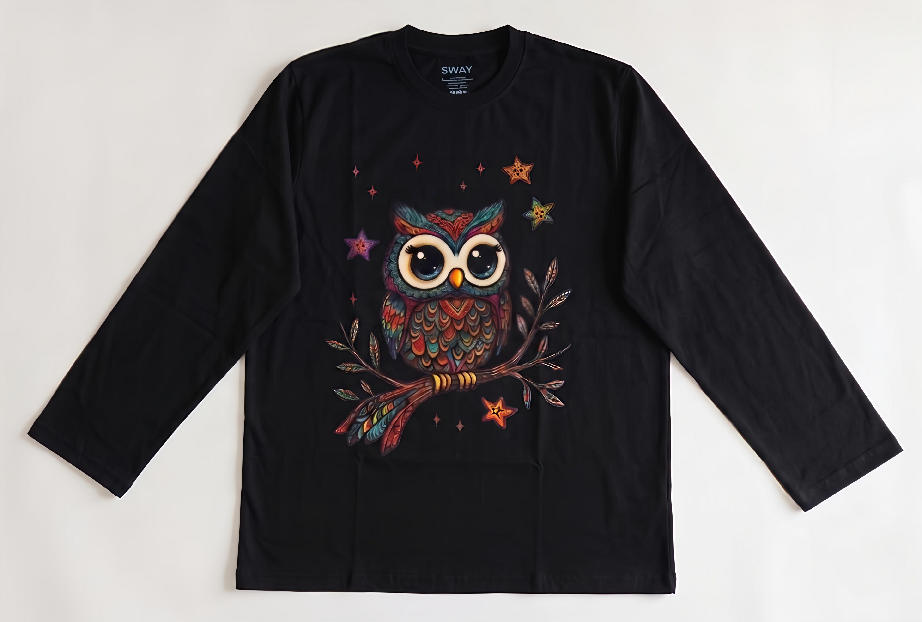 Mandala Owl Long Sleeve Oversize Tee