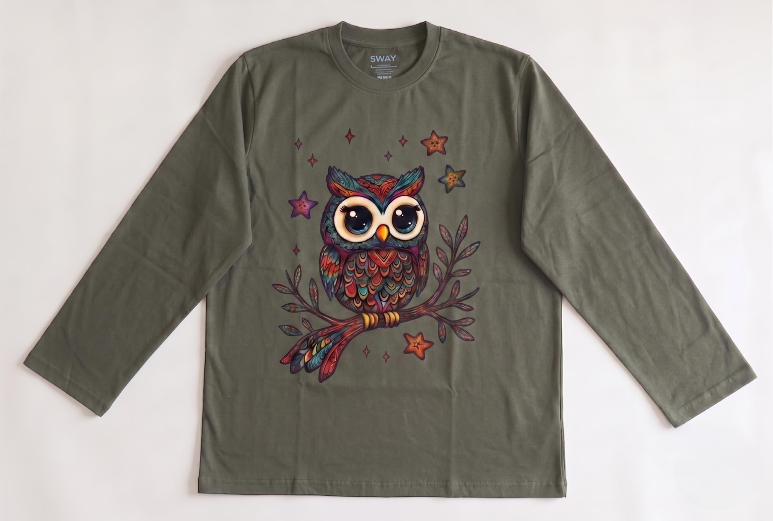 Mandala Owl Long Sleeve Oversize Tee