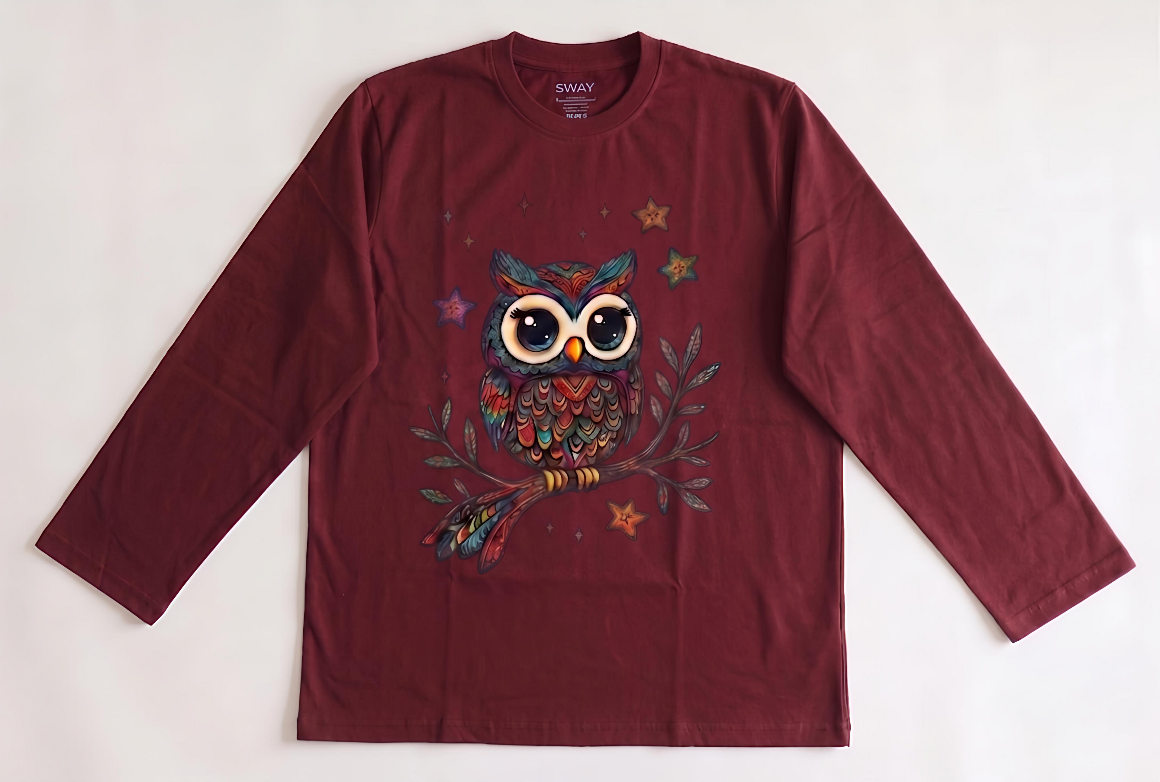 Mandala Owl Long Sleeve Oversize Tee