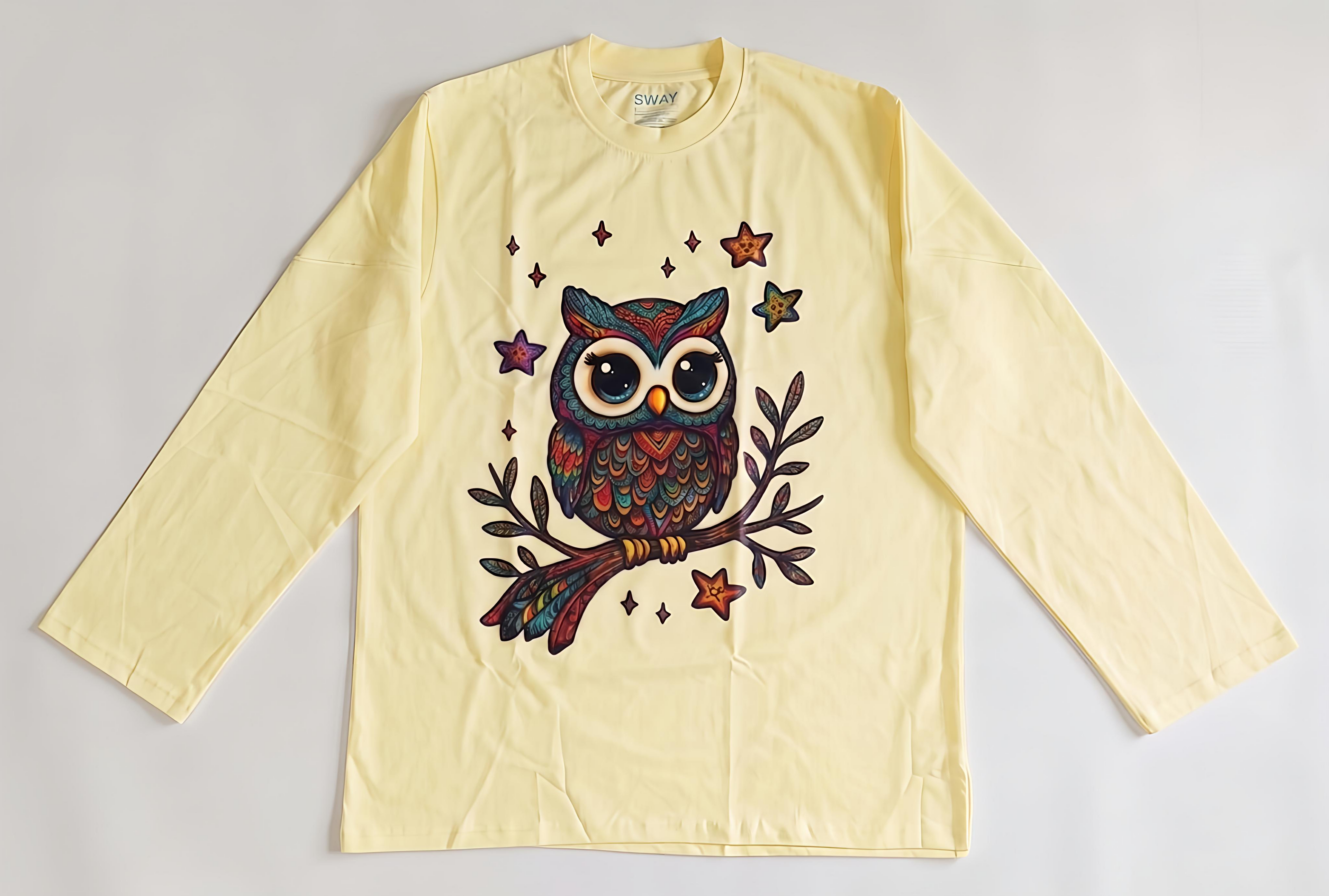 Mandala Owl Long Sleeve Oversize Tee