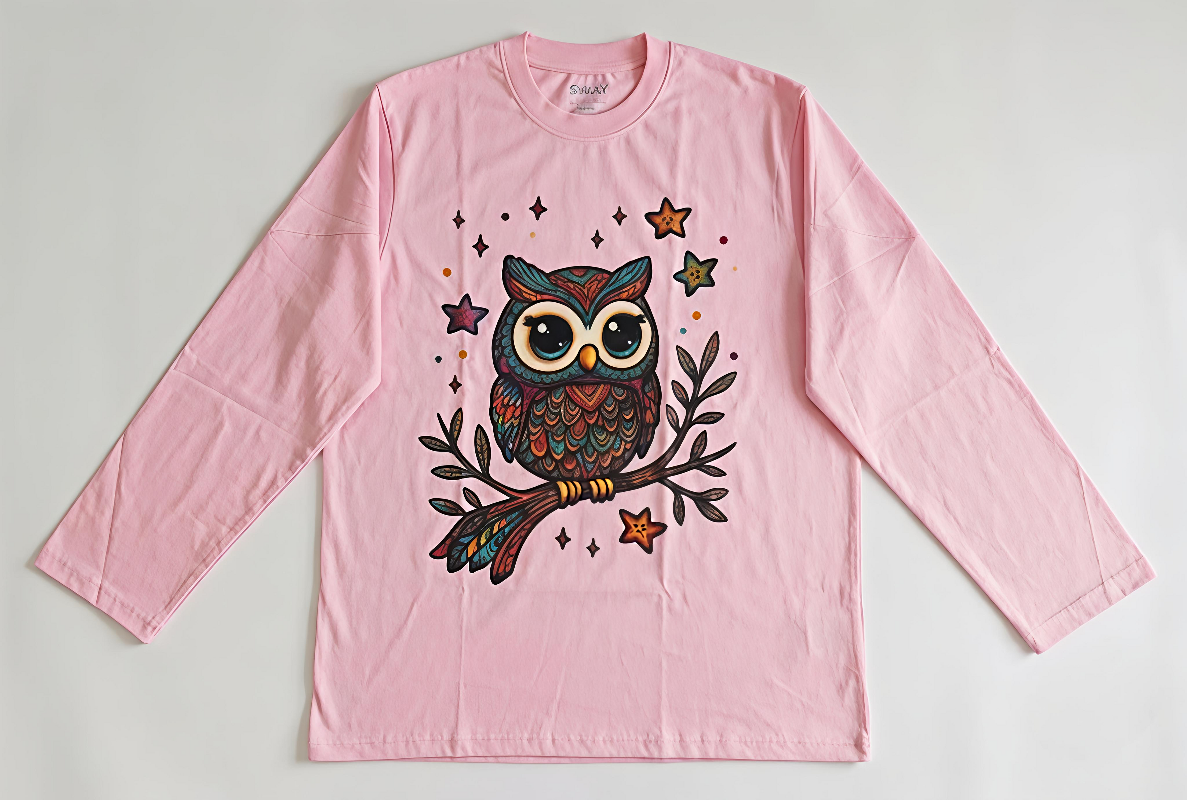 Mandala Owl Long Sleeve Oversize Tee