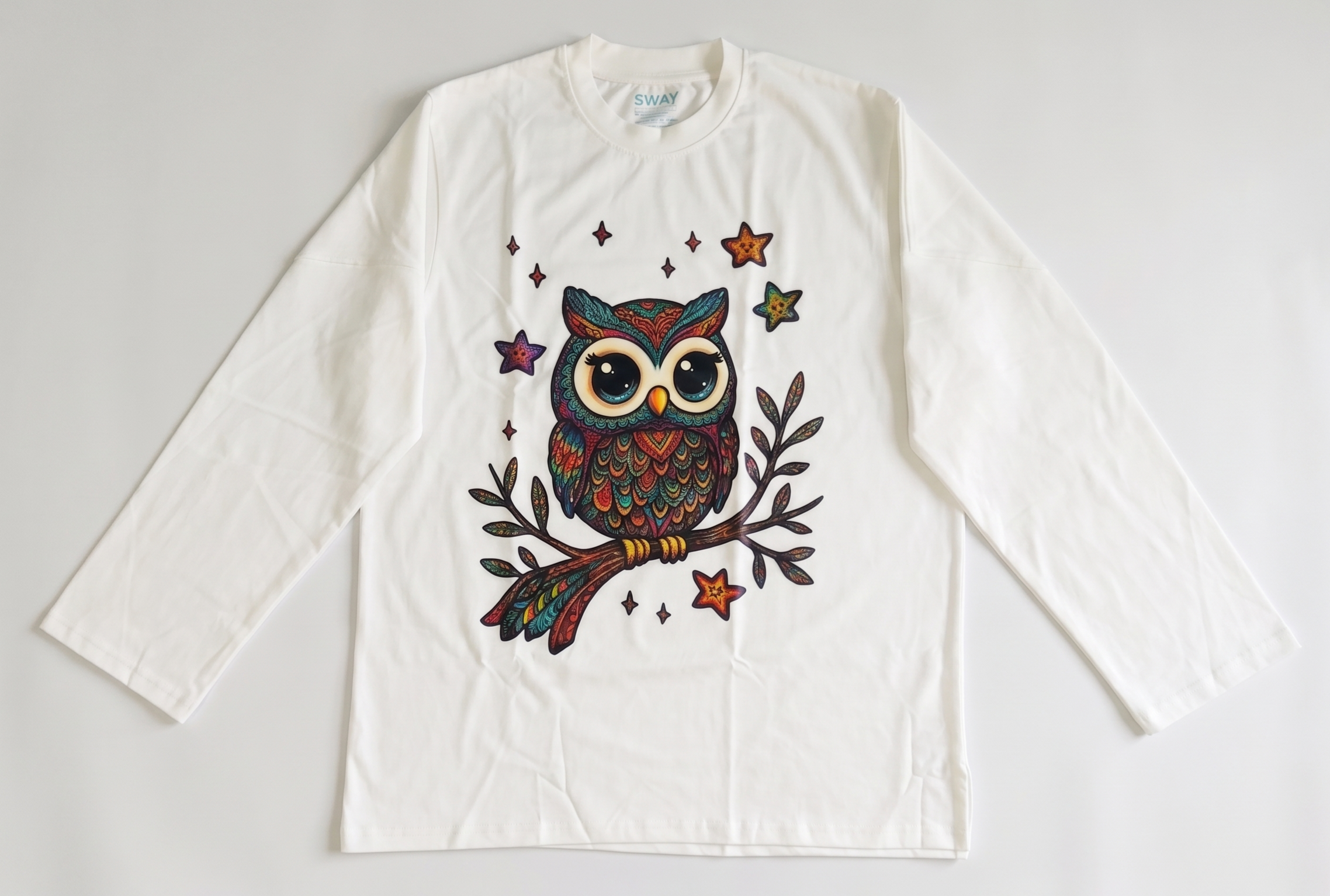 Mandala Owl Long Sleeve Oversize Tee