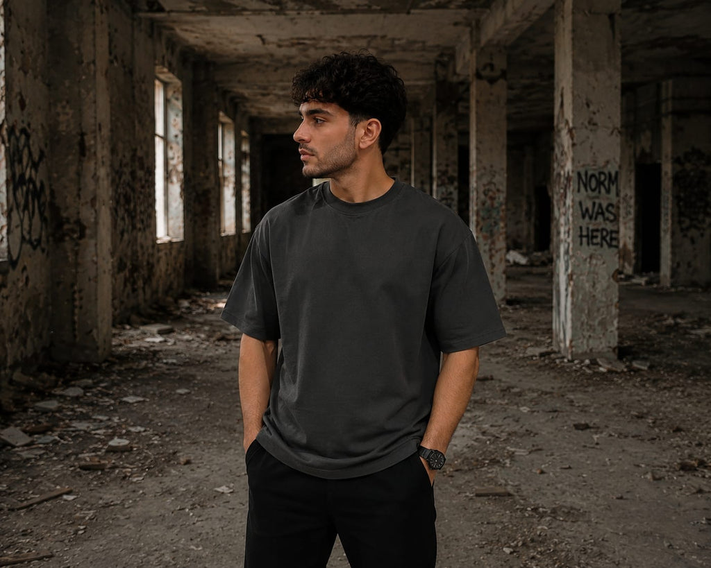 Drift Box Fit Tee — Washed Charcoal