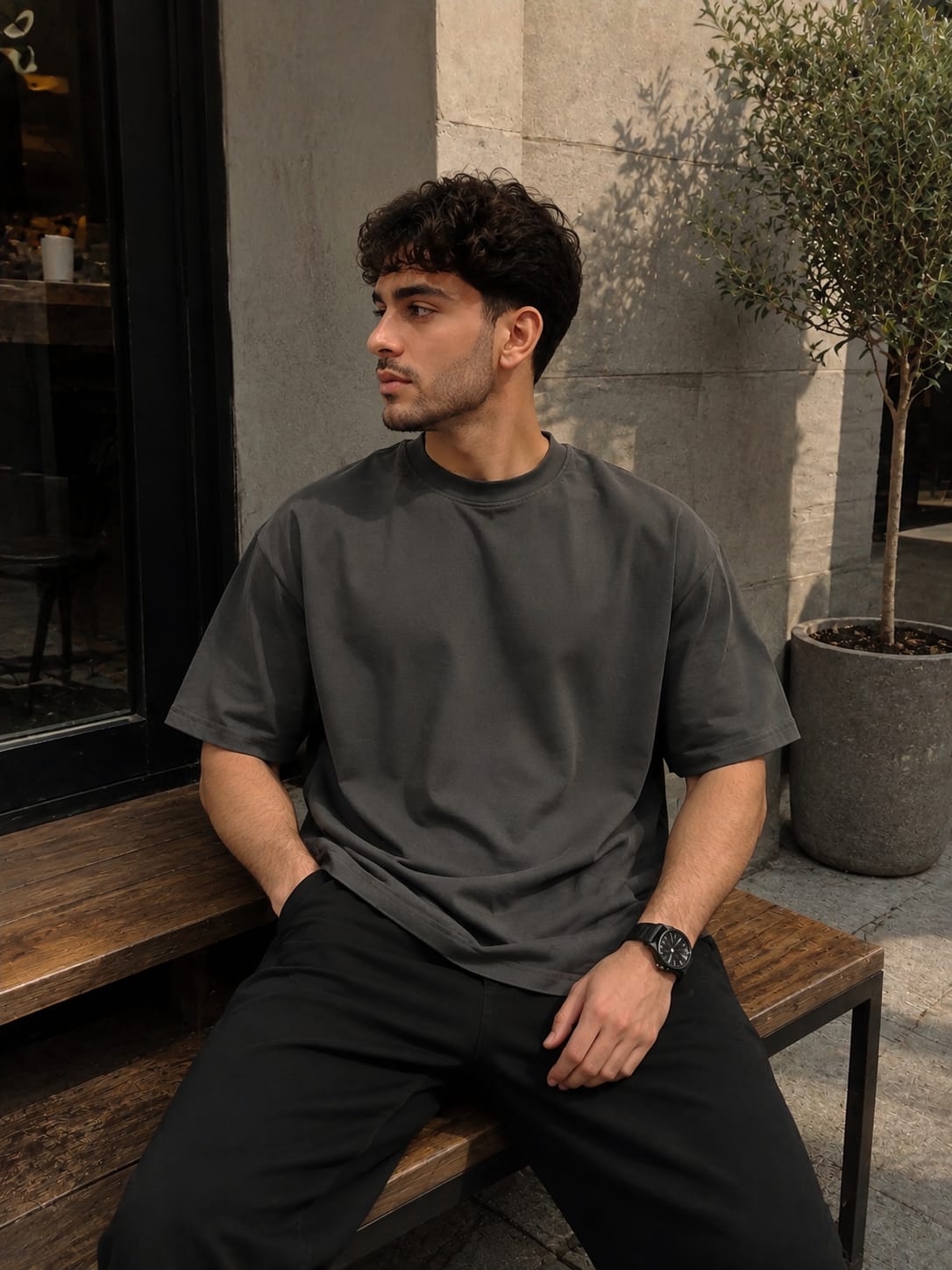 Drift Box Fit Tee — Washed Charcoal