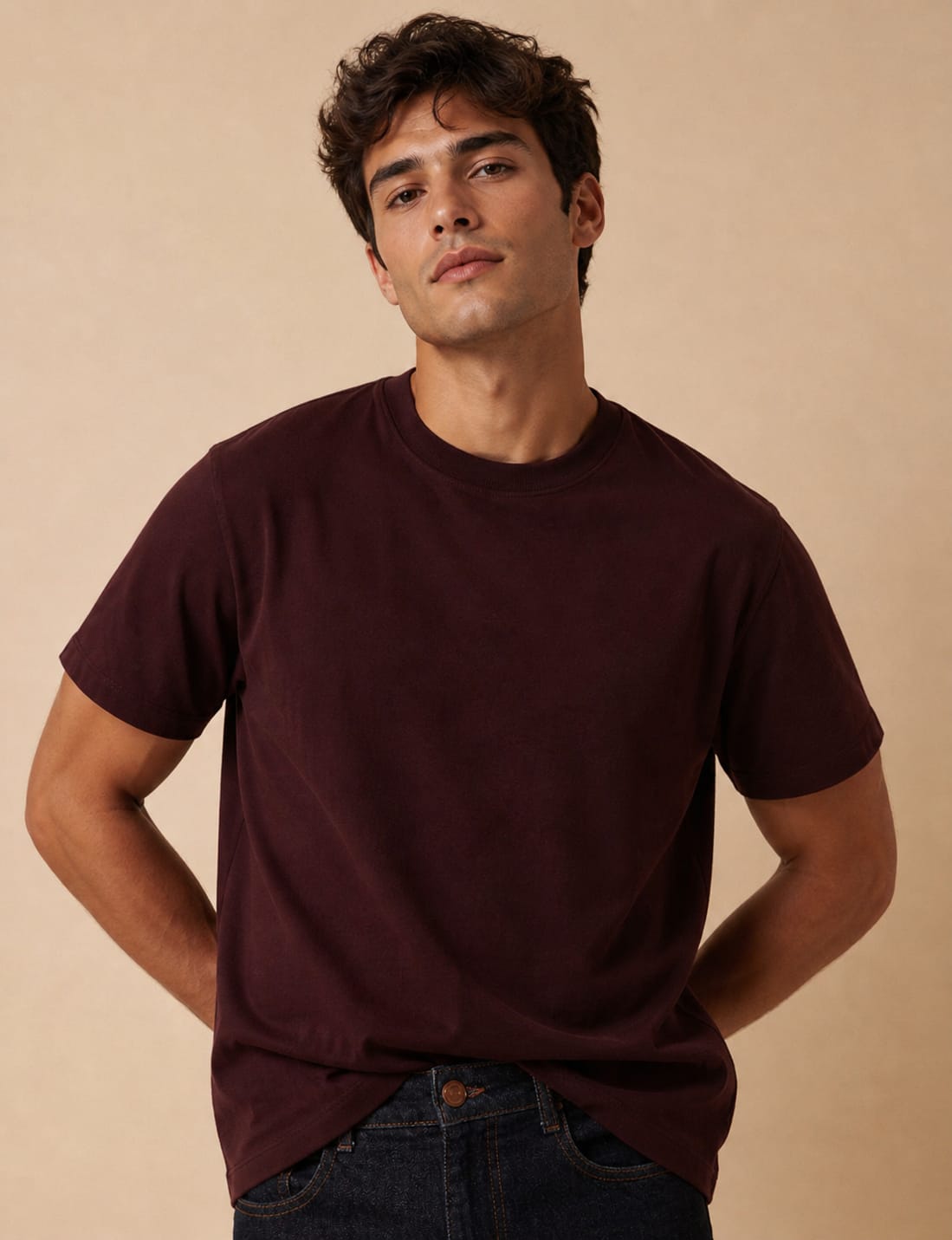 Drift Box Fit Tee — Burgundy