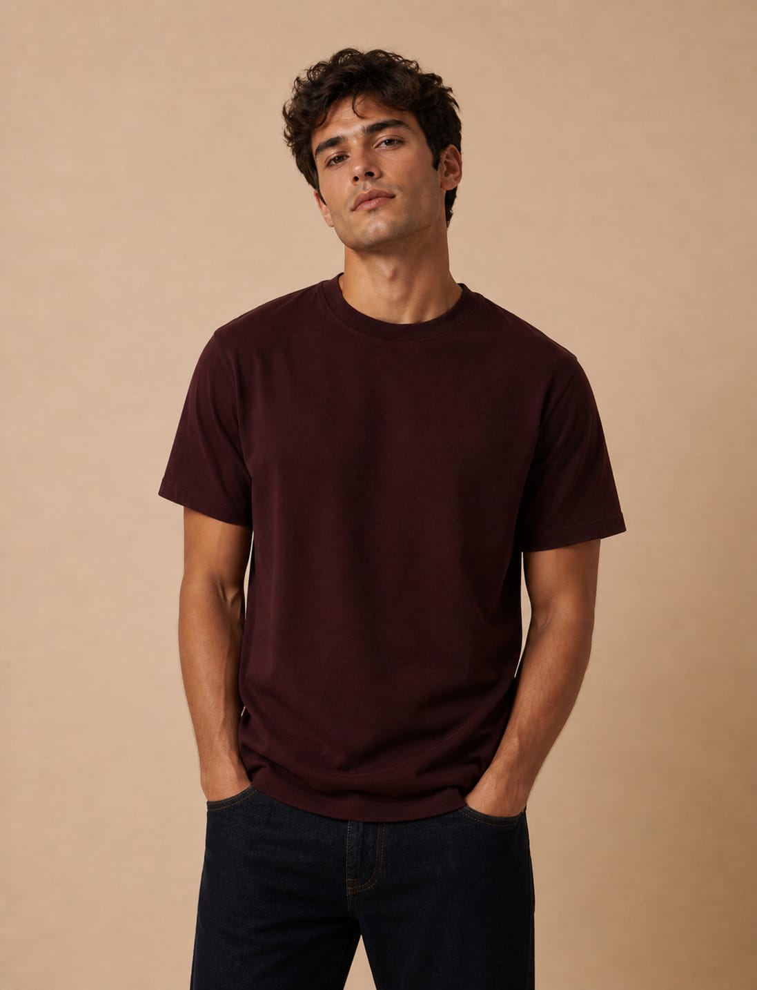 Drift Box Fit Tee — Burgundy