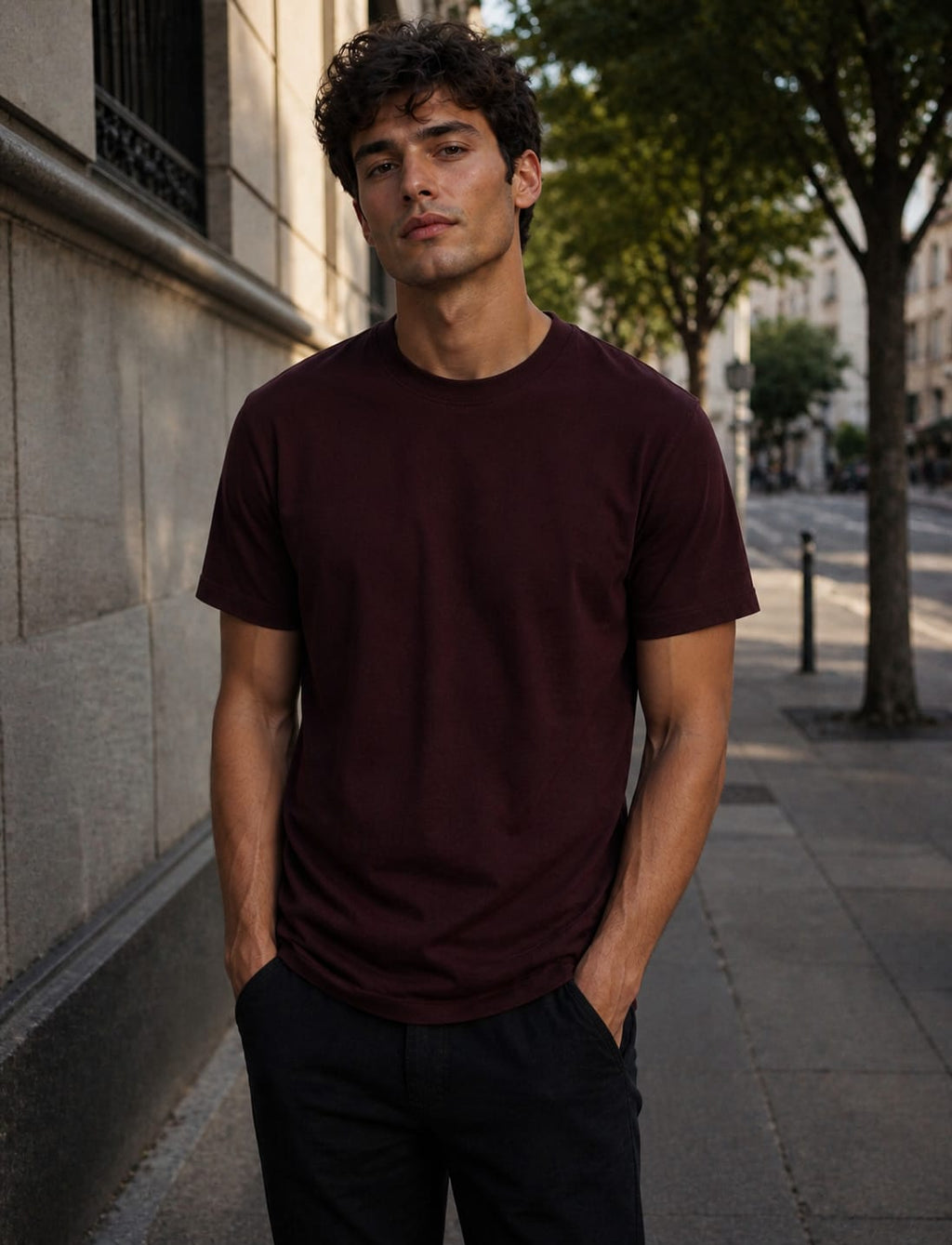 Drift Box Fit Tee — Burgundy